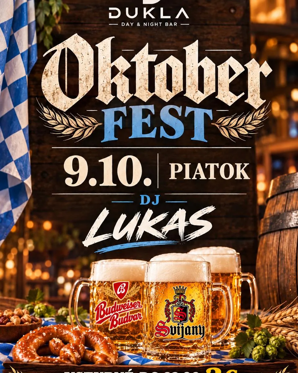 Plagát Oktoberfest, piatok 9. 10., DJ Lukas